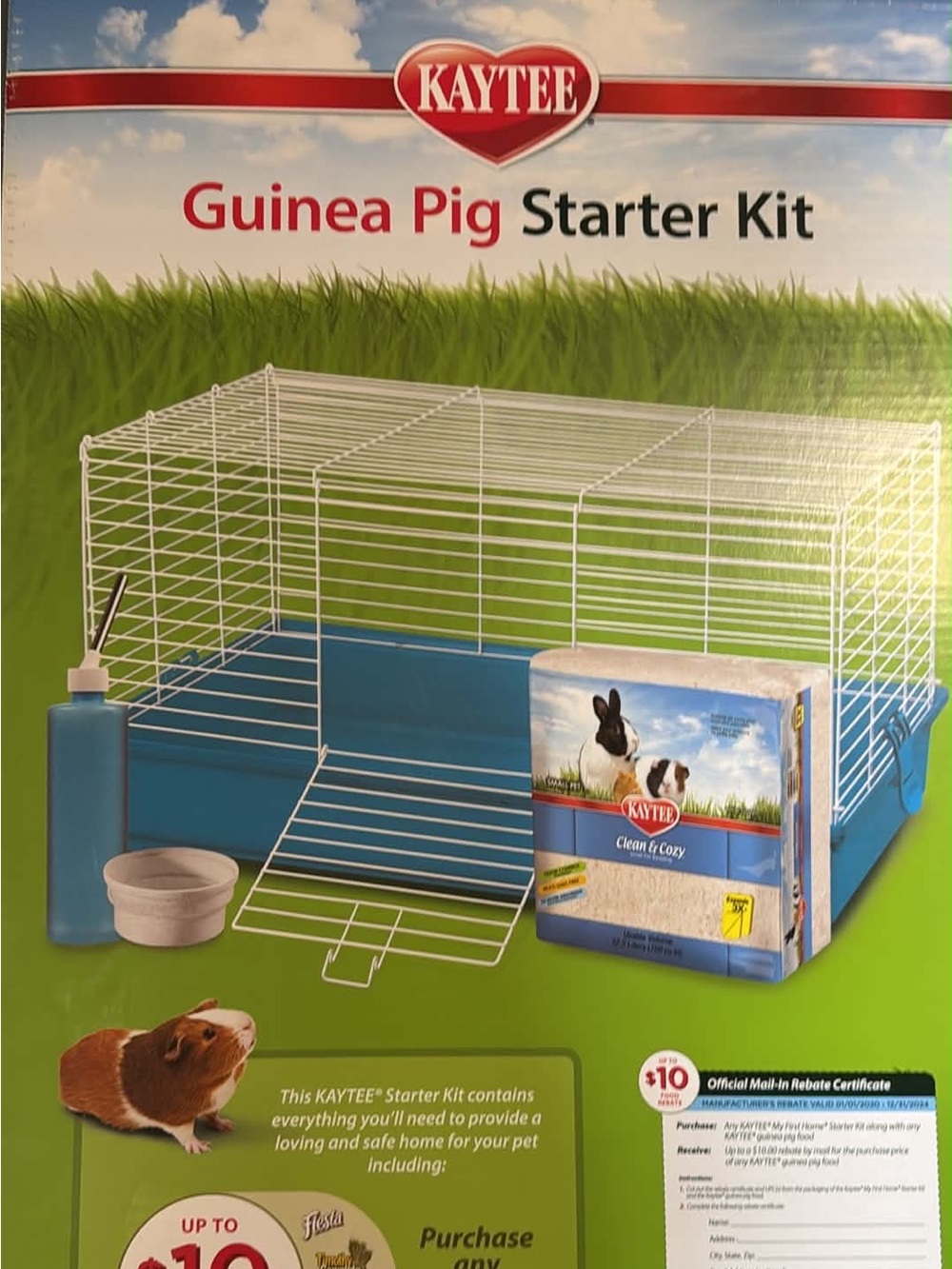 Kaytee Guinea Pig Starter Kit with Blue Base and White Wire Top